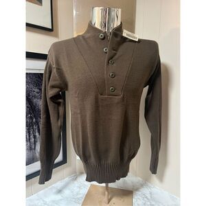 NWT Mitts Nitts Vintage Military Sweater Men's Brown Shawl Collar 5 Button Size